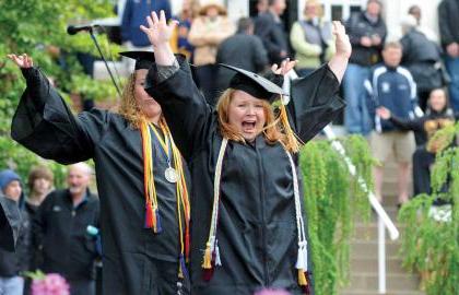 Student celebrating after commencement